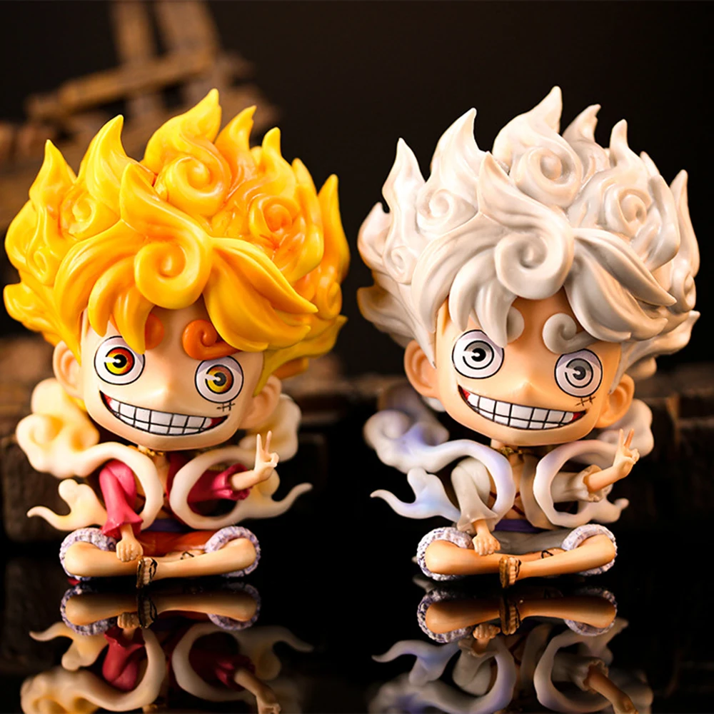 

14CM One Piece Figure Nika Luffy Gear 5 Multiform Figure Anime Sun God Luffy Action Figurine Collectible Model Doll Toys