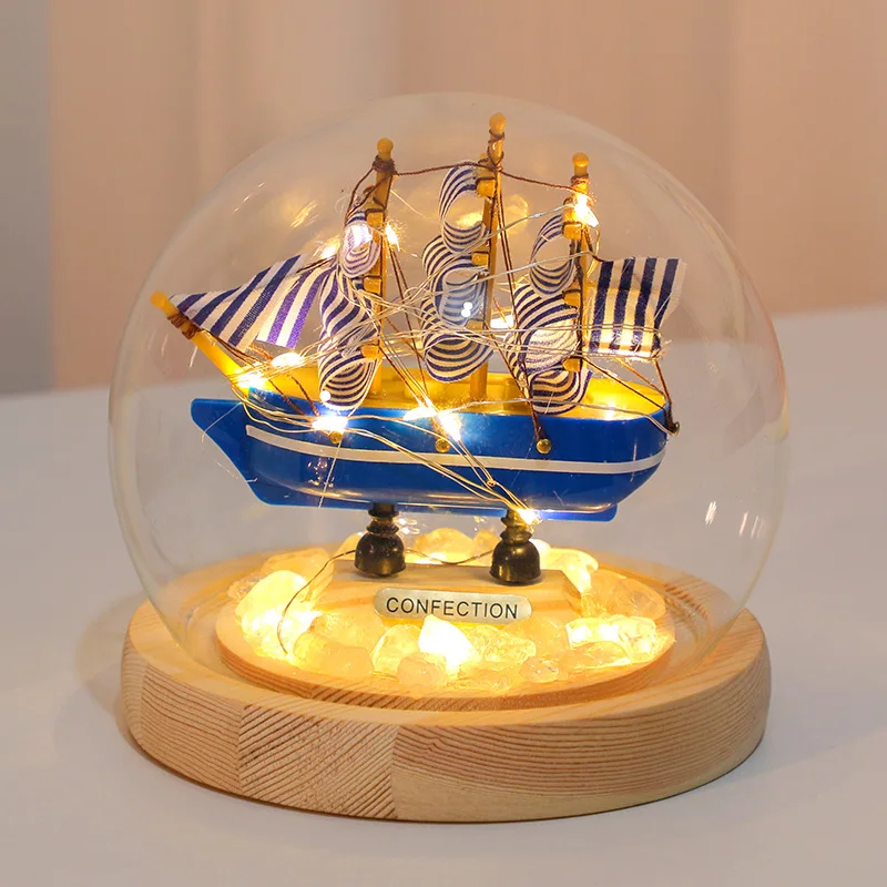 Home Decor Boat Ornament Unique Living Room Decoration Boat Miniature Model Night Light Mediterranean Style Children's Gifts 
Home Decor Boat Ornament Unique Living Room Decoration Boat Miniature Model Night Light Mediterranean Style Children's Gifts