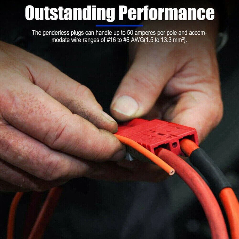 10Pcs Straight Plug 48x37x16mm Two Pole Waterproof Connector Red/black For Anderson Style Plug Connectors 50 AMP 12-80V 12-6AWG
10Pcs Straight Plug 48x37x16mm Two Pole Waterproof Connector Red/black For Anderson Style Plug Connectors 50 AMP 12-80V 12-6AWG