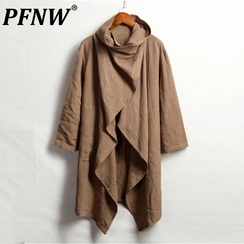 PFNW Spring Summer New Men's Harakuju Irregular Linen Cape Long Windbreakers Baggy Solid Color Handsome Cool Trench Coat 12A8477 
PFNW Spring Summer New Men's Harakuju Irregular Linen Cape Long Windbreakers Baggy Solid Color Handsome Cool Trench Coat 12A8477