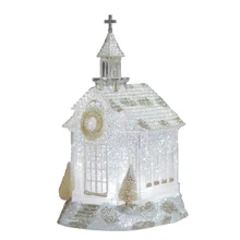 Christmas Crystal Snow House Church Music Box Luminous Candlestick Decoration