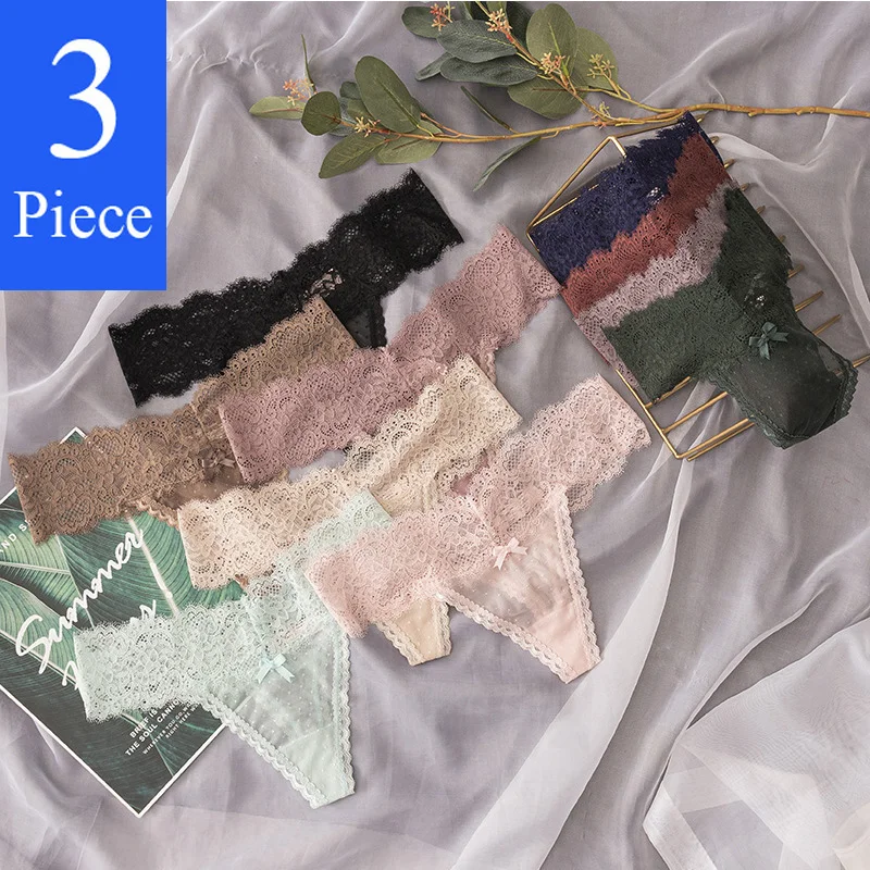 3 шт./комплект, женские кружевные Трусы-стринги с вышивкой 
3 шт./комплект, женские кружевные Трусы-стринги с вышивкой
