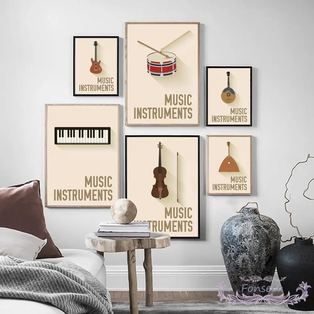 Music Instruments Canvas Painting Piano Guitar Violin Drum Pipa Xiao Poster Wall Art Pictures for Living Room Shop Decor
Music Instruments Canvas Painting Piano Guitar Violin Drum Pipa Xiao Poster Wall Art Pictures for Living Room Shop Decor