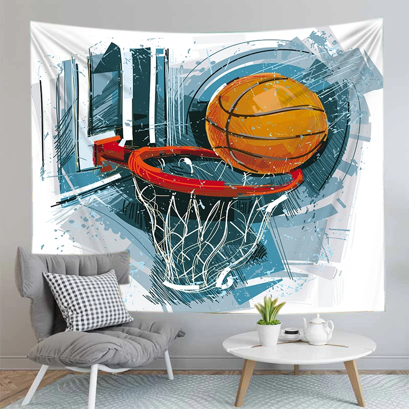 

Sports Tapestry Basketball Room Decor Wall Hanging Thunder Lightning Fabric Wall Hanging Decor for Living Room Home Bedroom
