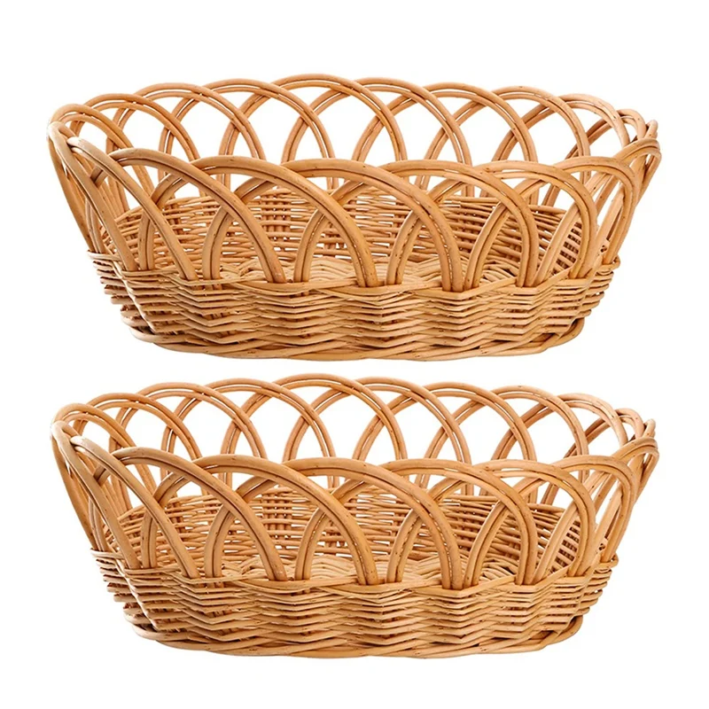 2 Pack Wicker Woven Bread Baskets,Fruit Food Serving Basket, Elliptical Candy Cake Display Storage Baskets For Bread,Etc
2 Pack Wicker Woven Bread Baskets,Fruit Food Serving Basket, Elliptical Candy Cake Display Storage Baskets For Bread,Etc
