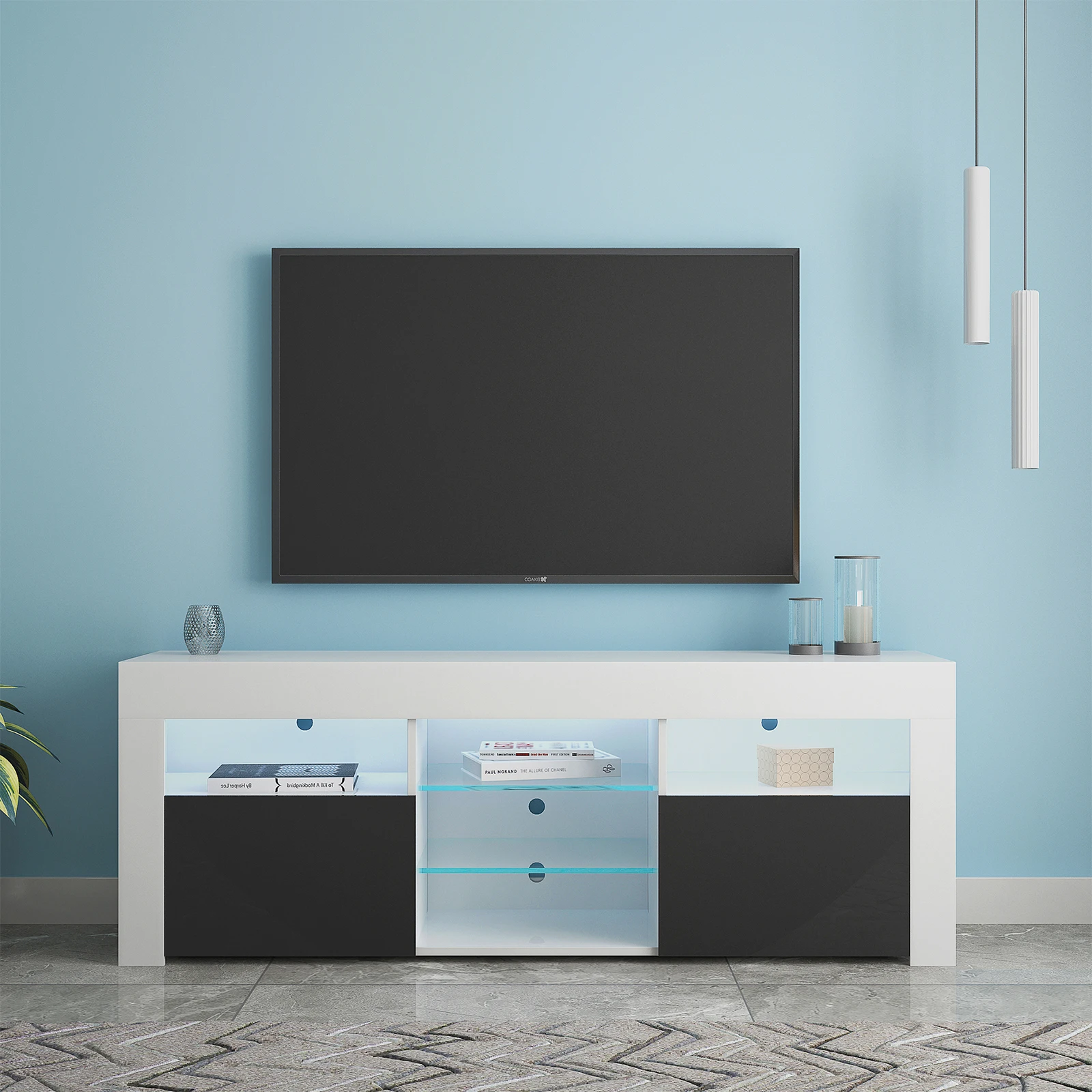 145 Modern 57" TV Stand Matt Body High Gloss Front with 16 Colors LED White Black for Living Room, Bedroom
145 Modern 57" TV Stand Matt Body High Gloss Front with 16 Colors LED White Black for Living Room, Bedroom