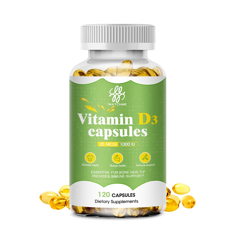 

1000 IU Vitamin D3 Capsules Promotes Calcium and Phosphorus Absorption, Skin Cell Growth and Boost Immunity Health Bone