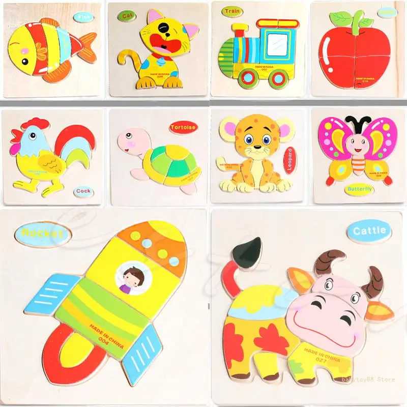 

Y4UD деревянные блоки животные фрукты детские развивающие игрушки-головоломки мультфильм для ребенка