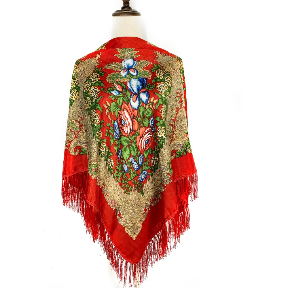 130*130cm Women National Russian Square Scarf Retro Floral Print Bandana Traditional Ukrainian Fringed Shawl Babushka Head Wraps
130*130cm Women National Russian Square Scarf Retro Floral Print Bandana Traditional Ukrainian Fringed Shawl Babushka Head Wraps