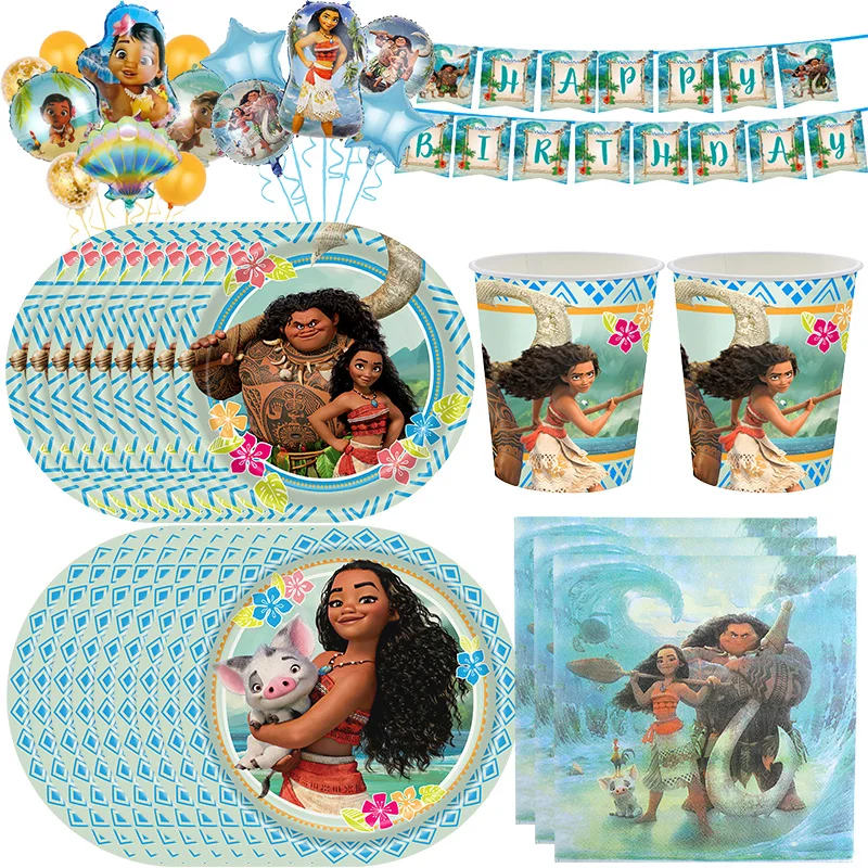 Disney Moana украшение на день рождения вечерние посуда комплект детской моаны