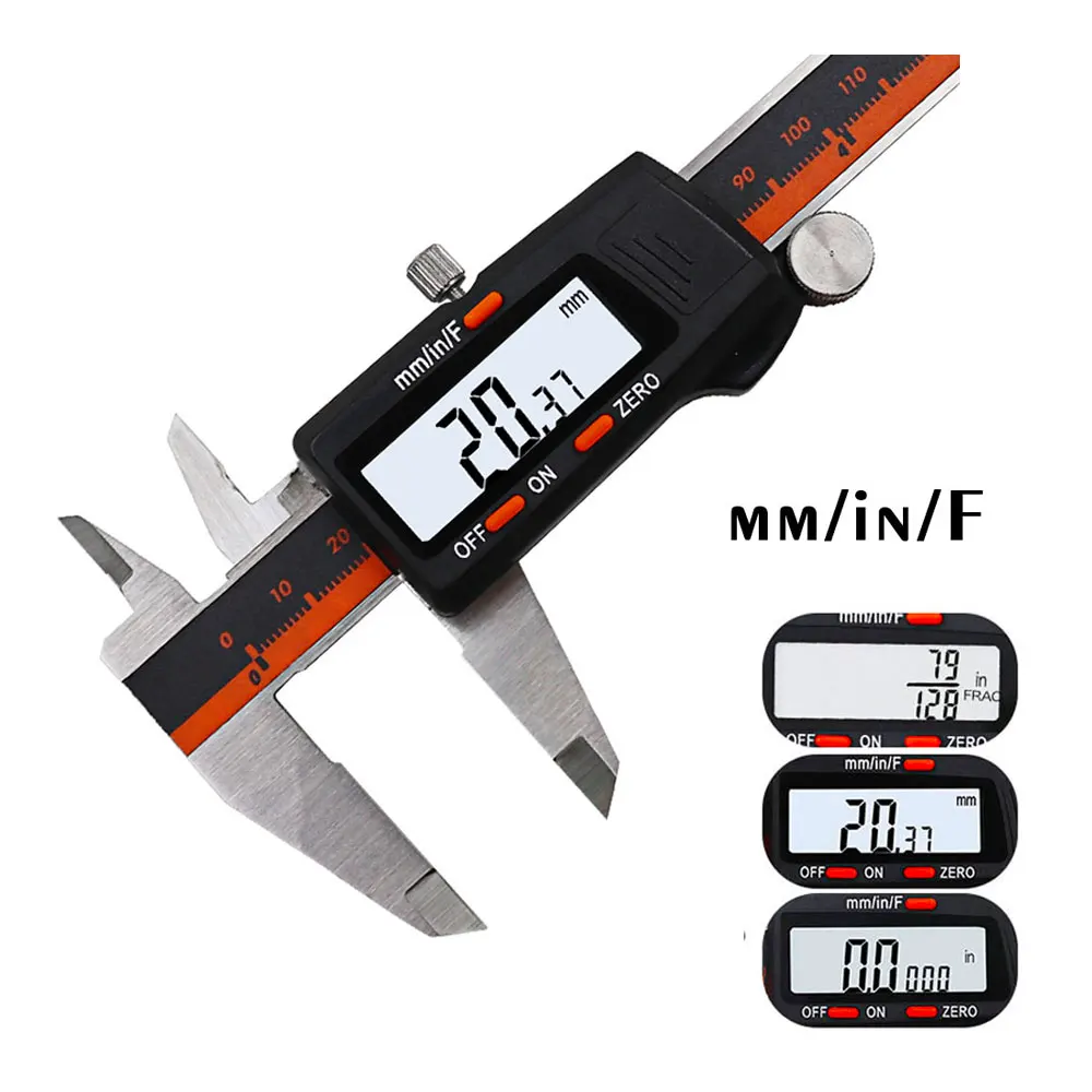 Prodrill Digital Display Caliper 150mm Fraction MM/Inch/F High Precision Stainless Steel LCD Vernier Caliper
Prodrill Digital Display Caliper 150mm Fraction MM/Inch/F High Precision Stainless Steel LCD Vernier Caliper