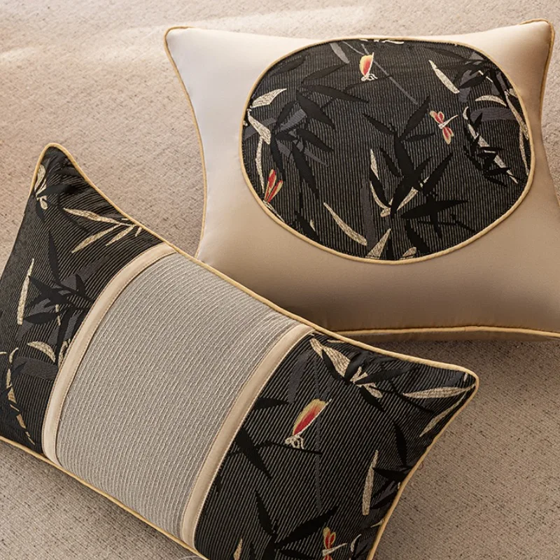 

Китайские подушки в виде стрекозы, черная жаккардовая подушка, Женская Роскошная бамбуковая декоративная наволочка для дивана, 45x45 30x50, украшение для дома