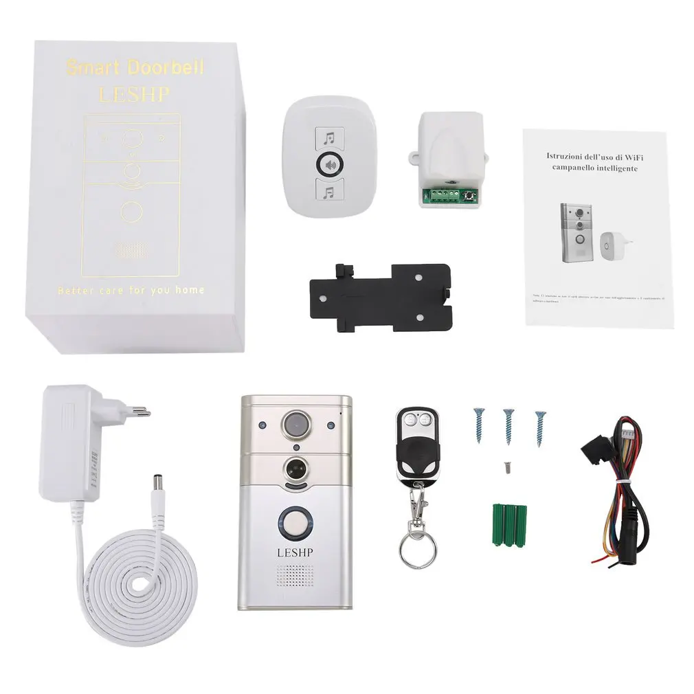 Leshp Wireless Remote Control Electronic Visible Hd 720P Video Picture 1/4 Coms 1 Mega-Pixels 12V/1A Wi-Fi Smart Doorbell
Leshp Wireless Remote Control Electronic Visible Hd 720P Video Picture 1/4 Coms 1 Mega-Pixels 12V/1A Wi-Fi Smart Doorbell