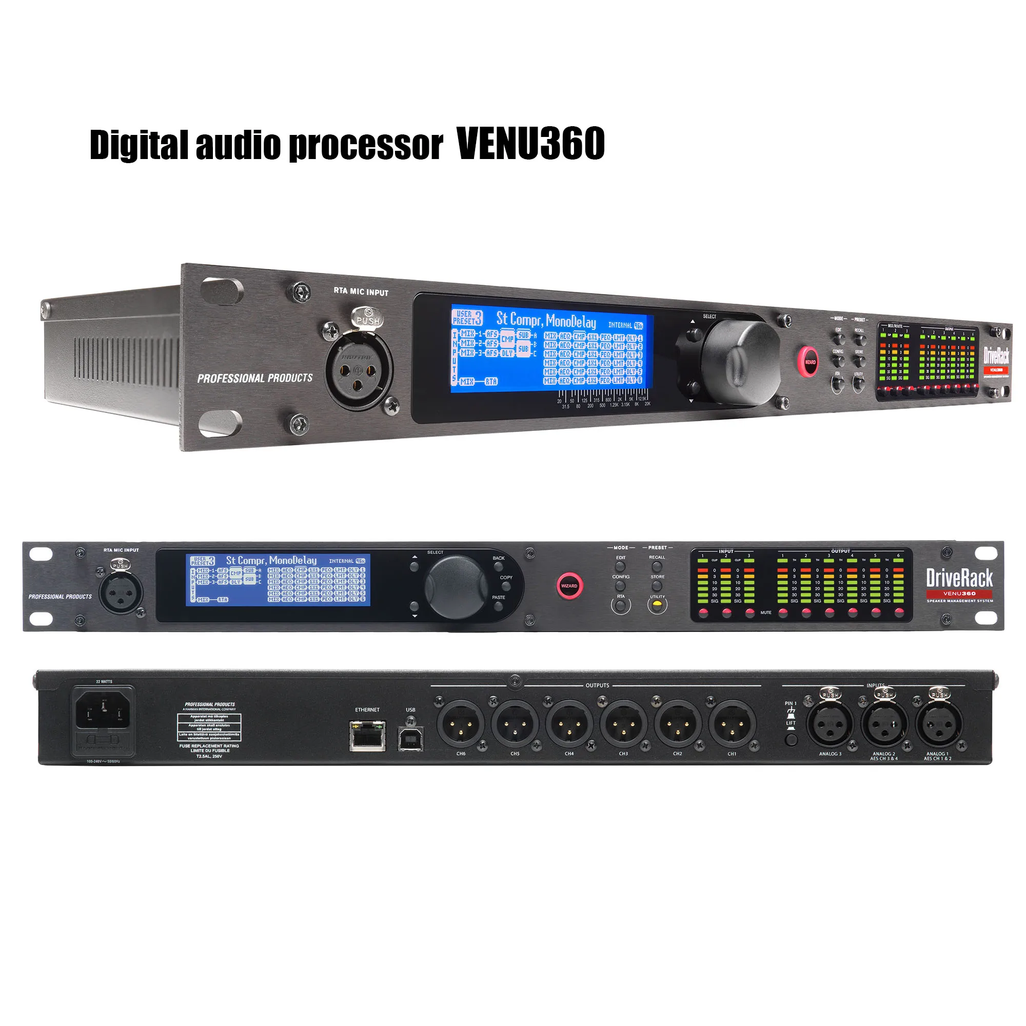 

PA2/VENU360 2 Input 6 Output Stage Audio Processor Original Software Pro Audio Driver Rack Professional Speaker Audio Processor