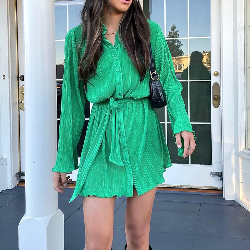 2023 Women's Elegant Single Chest Belt Shirt Dress Women's Fashion Casual Long Sleeve Mini Dress Summer Vacation Dress
2023 Women's Elegant Single Chest Belt Shirt Dress Women's Fashion Casual Long Sleeve Mini Dress Summer Vacation Dress