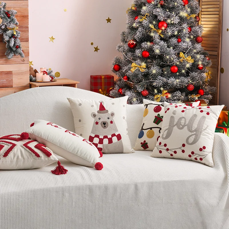 Christmas Pure Handmade Embroidered Cushion Cover Red Geometric Tufted Throw Pillow Covers Holiday Party Home Decor Living Room
Christmas Pure Handmade Embroidered Cushion Cover Red Geometric Tufted Throw Pillow Covers Holiday Party Home Decor Living Room