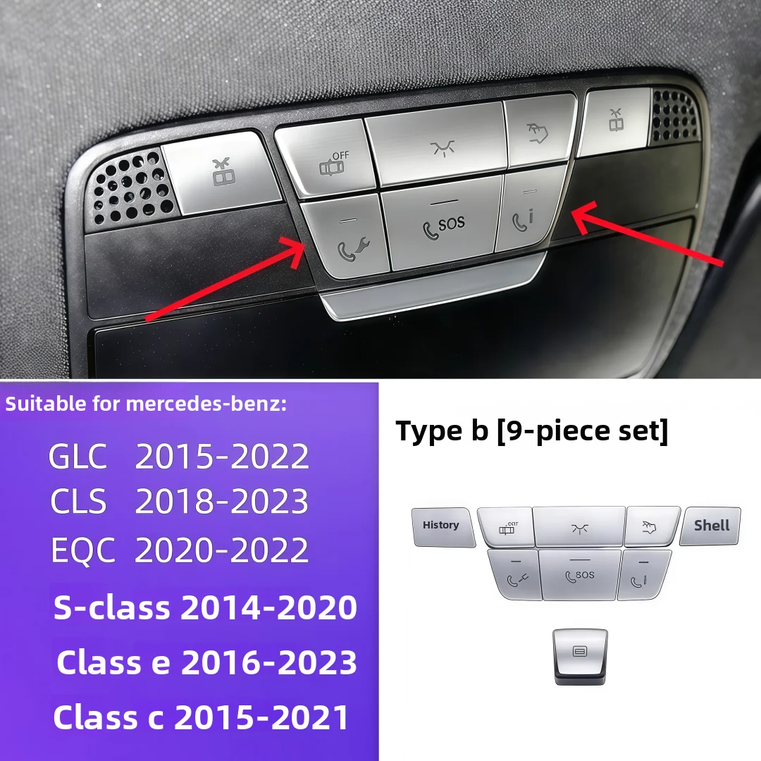 Для Mercedes-Benz W205 C-Class W213 E-Class W222 S-Class X253 GLC внутренняя модификация крыши лампа для чтения кнопка патч отделка str
Для Mercedes-Benz W205 C-Class W213 E-Class W222 S-Class X253 GLC внутренняя модификация крыши лампа для чтения кнопка патч отделка str