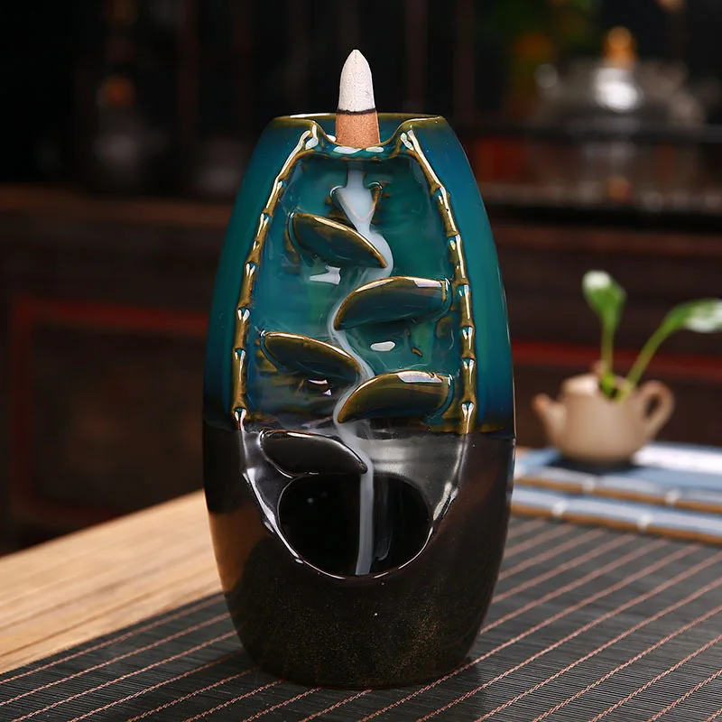 

Mountains River Waterfall Incense Burner Fountain Backflow Aroma Smoke Censer Holder Office Home Unique Crafts+100 Incense Cones