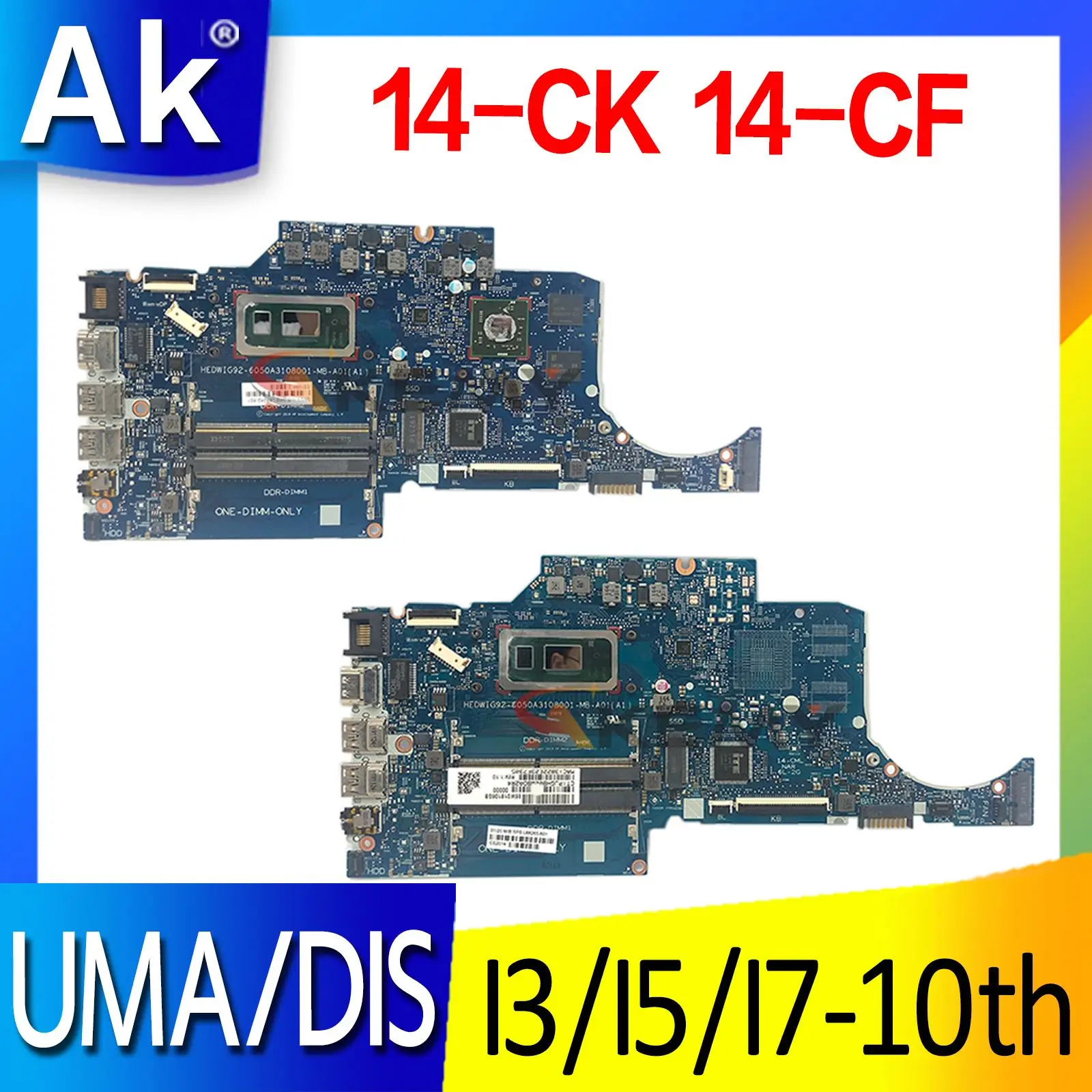 

For HP 14-CK 14-CF 14-CR 14S-CF 14S-CR 240 G7 laptop motherboard mainboard 6050A3108001 motherboard I3 I5 I7 10th Gen CPU V2G