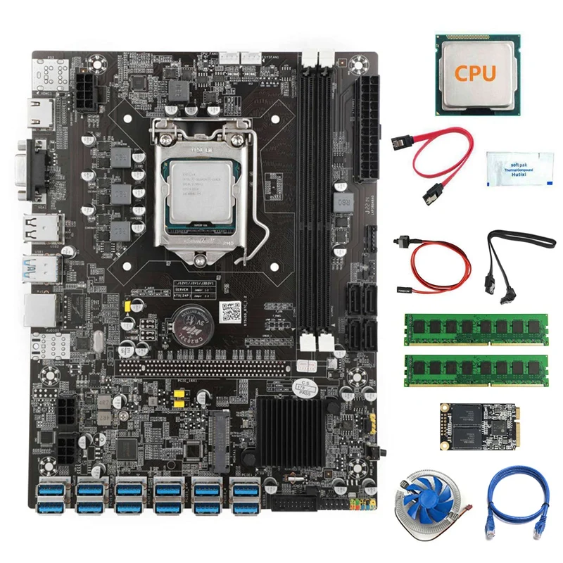 Материнская плата для майнинга B75 12USB LGA1155 + ЦП + 2x4G DDR3 ОЗУ + 128G SSD + вентилятор + термопаста + кабель 2X SATA + линия переключения + сетевой кабель
Материнская плата для майнинга B75 12USB LGA1155 + ЦП + 2x4G DDR3 ОЗУ + 128G SSD + вентилятор + термопаста + кабель 2X SATA + линия переключения + сетевой кабель