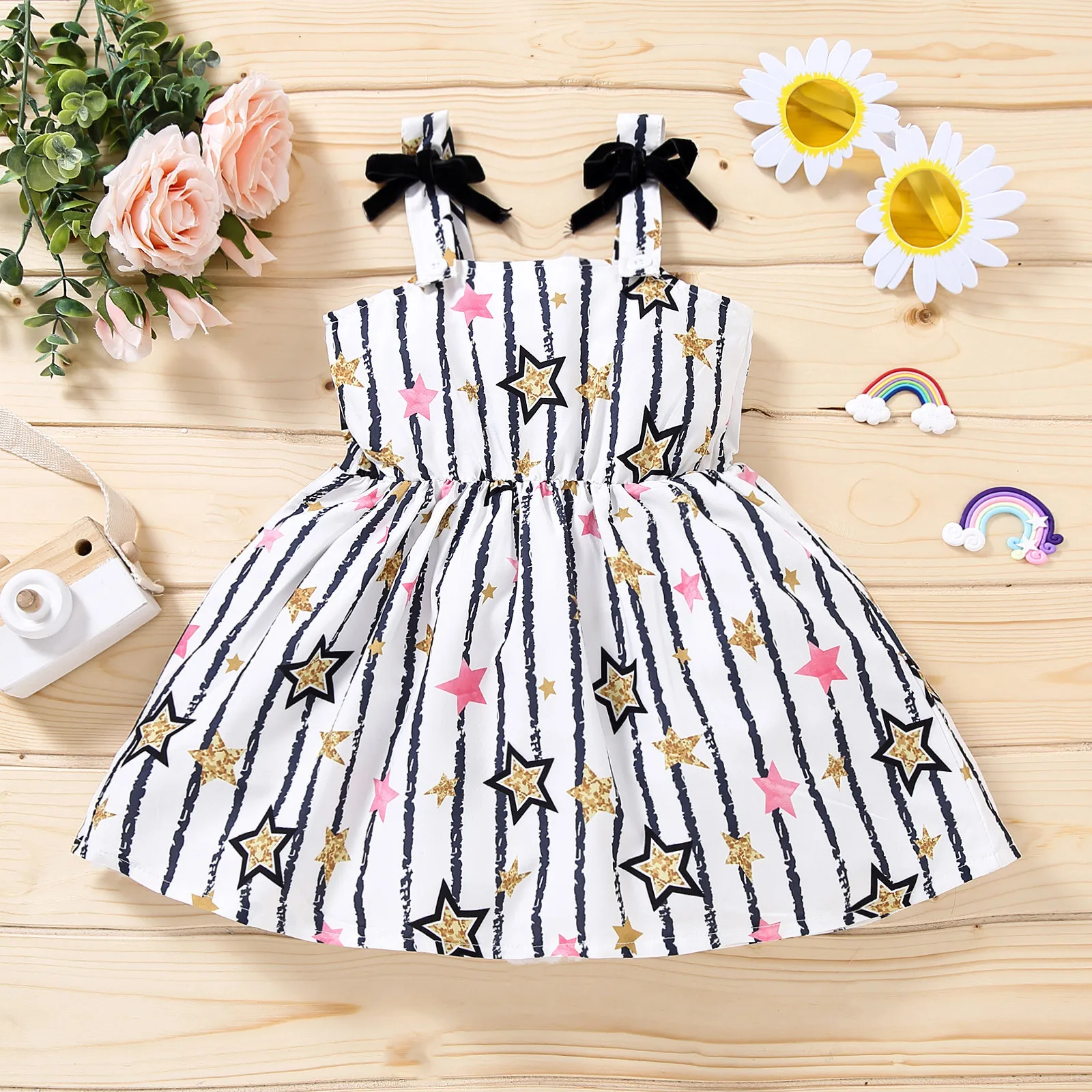 Dress Striped Print Princess Girls Infant Sleeveless Bowknot Baby Star Suspender Girls Dress&Skirt Midsummer Flower Princess
Dress Striped Print Princess Girls Infant Sleeveless Bowknot Baby Star Suspender Girls Dress&Skirt Midsummer Flower Princess