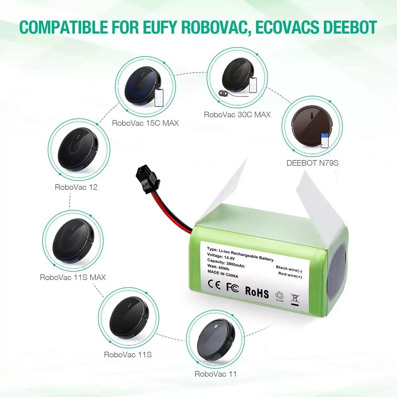 NEW2023 14.4V6800mAh Li-ion battery for Conga 990, 1090 Tesvor X500 Ecovacs Deebot N79 N79S DN622 Eufy RoboVac 11 11S RoboVac 30
NEW2023 14.4V6800mAh Li-ion battery for Conga 990, 1090 Tesvor X500 Ecovacs Deebot N79 N79S DN622 Eufy RoboVac 11 11S RoboVac 30
