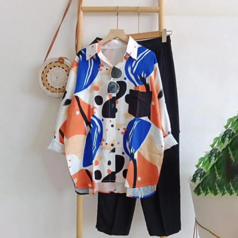 2 Pcs/Set Trendy Blouse Pants Suit Elastic Waist Loose Spring Blouse Trousers Set Rich Colors Lady Spring Outfit
2 Pcs/Set Trendy Blouse Pants Suit Elastic Waist Loose Spring Blouse Trousers Set Rich Colors Lady Spring Outfit