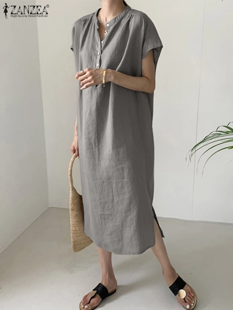 ZANZEA Elegant Women OL Dress 2022 Summer Short Sleeve Midi Robes Cotton Baggy Sundress Oversized Casual Solid Ladies Vestidos
ZANZEA Elegant Women OL Dress 2022 Summer Short Sleeve Midi Robes Cotton Baggy Sundress Oversized Casual Solid Ladies Vestidos
