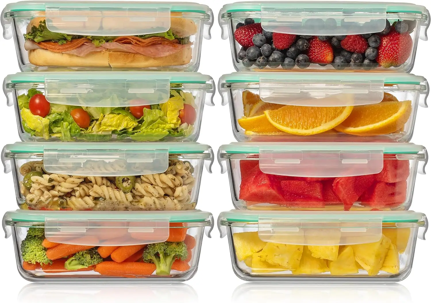 

35oz Same Size Glass Food Storage Containers with Lids - Airtight, Leakproof, Oven, Microwave & Freezer Safe, Stain & Od Jar lid