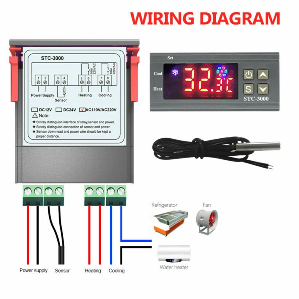 Digital Electronic STC-3000 Temperature Controller Thermostat With Probe Sensor Incubator Relay 110-220V Heating Cooling Tools
Digital Electronic STC-3000 Temperature Controller Thermostat With Probe Sensor Incubator Relay 110-220V Heating Cooling Tools