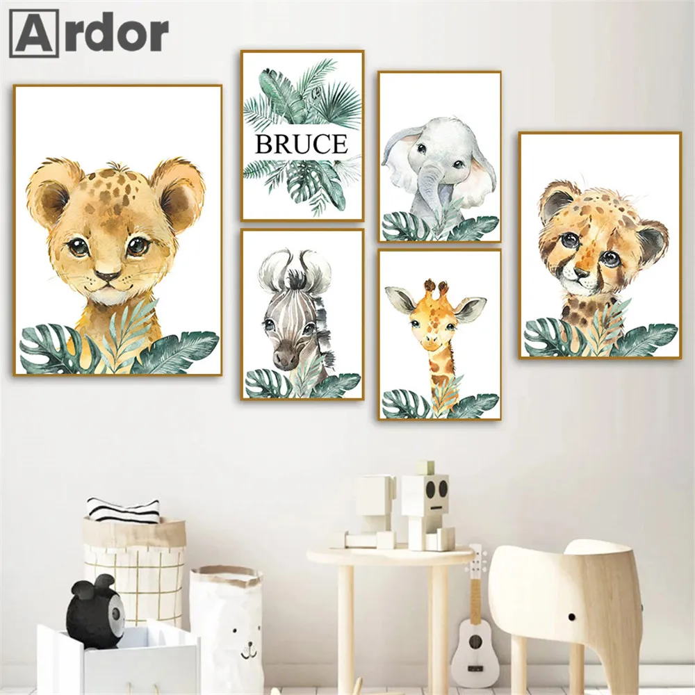 Lion Zebra Giraffe Elephant Jungle Animal Wall Art Canvas Print Custom Name Poster Nursery Wall Painting Picture Baby Room Decor
Lion Zebra Giraffe Elephant Jungle Animal Wall Art Canvas Print Custom Name Poster Nursery Wall Painting Picture Baby Room Decor