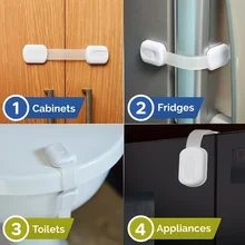 10pack Child Safety Strap Locks Baby Locks for Cabinets and Drawers, Toilet, Fridge & More, No Drilling Required, White