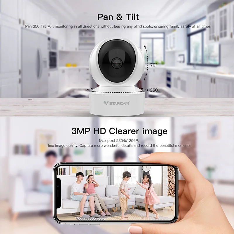 Vstarcam 3MP IR Night Home Surveillance Camera Mini Dome IP Camera Motion detection Wireless Wifi Security AI Camera PTZ Camera
Vstarcam 3MP IR Night Home Surveillance Camera Mini Dome IP Camera Motion detection Wireless Wifi Security AI Camera PTZ Camera