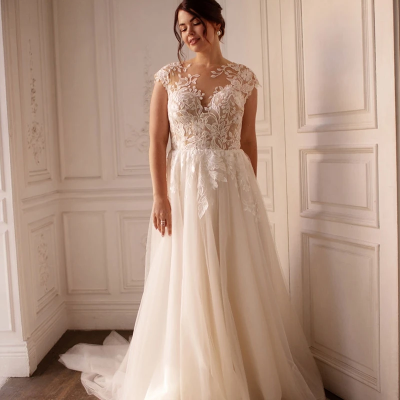Tulle O-Neck Wedding Dress 2023 For Women Lace Appliques A-Line Short Sleeves Lace Up Bridal Gowns Robe De Mariée Custom Made
Tulle O-Neck Wedding Dress 2023 For Women Lace Appliques A-Line Short Sleeves Lace Up Bridal Gowns Robe De Mariée Custom Made