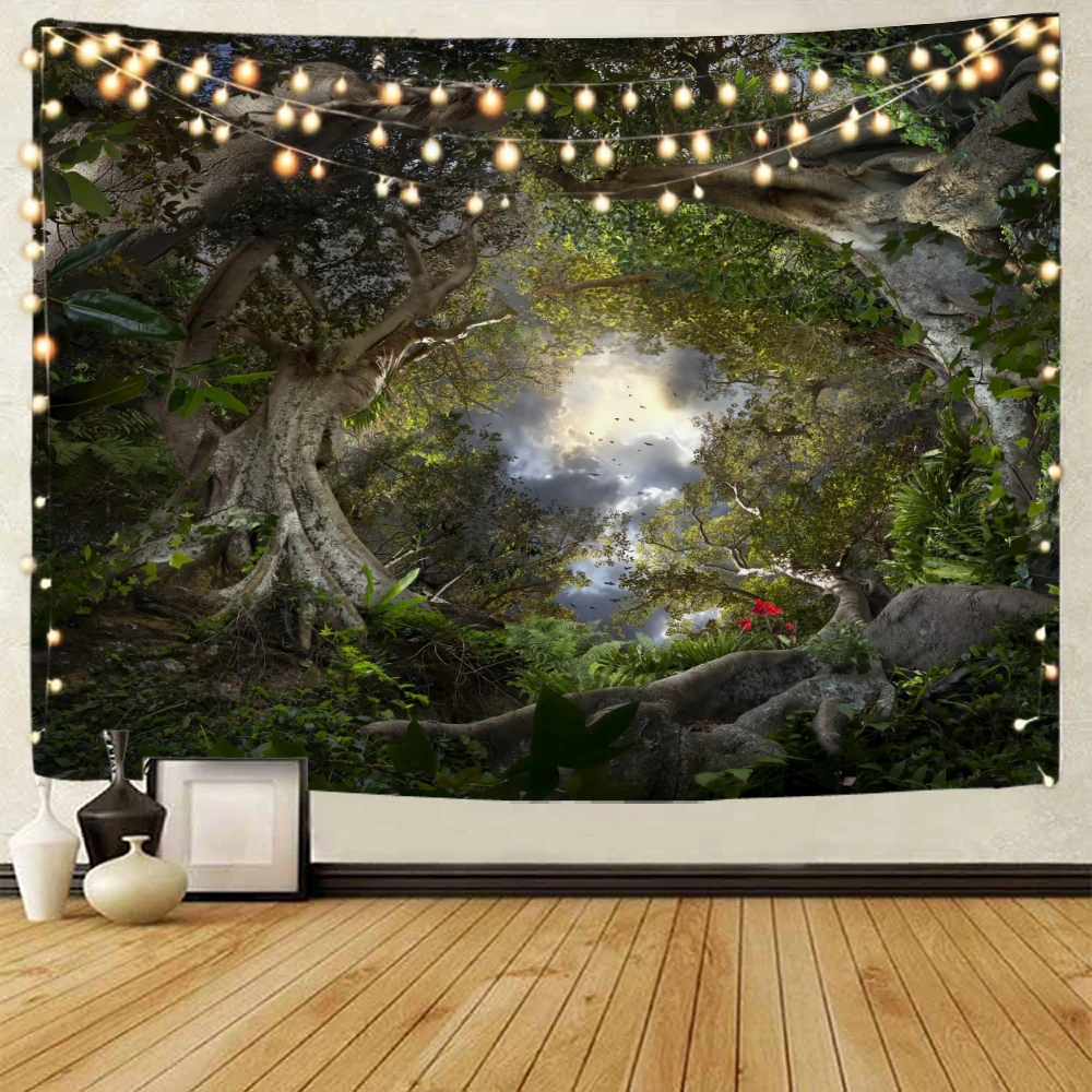 

Beautiful Sunshine Forest Scenery Decoration Tapestry Trail Waterfall Scenery Tapestry Bedroom Room Aesthetics Home Decor
