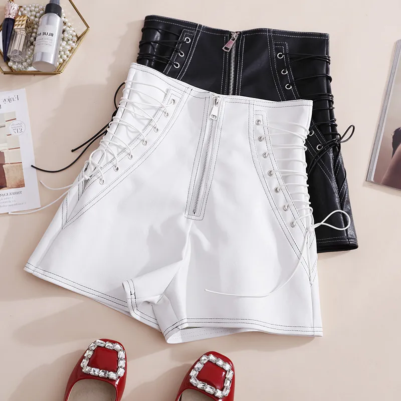 2023 Autumn Women Tie High Waist PU Shorts Female Casual Black Leather Shorts Office Lady All Match Zipper Wide Leg Shorts
2023 Autumn Women Tie High Waist PU Shorts Female Casual Black Leather Shorts Office Lady All Match Zipper Wide Leg Shorts