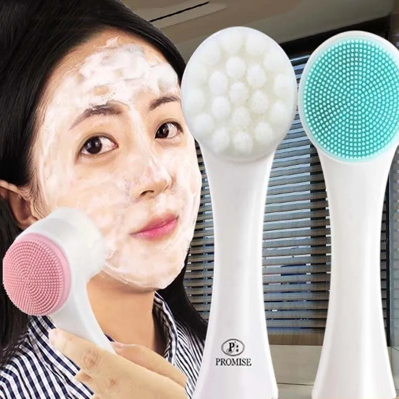 

Silicone Face Cleansing Brush Double-Sided Facial Cleanser Blackhead Removal Pore Cleaner Exfoliator Face Scrub Skin Care Tool