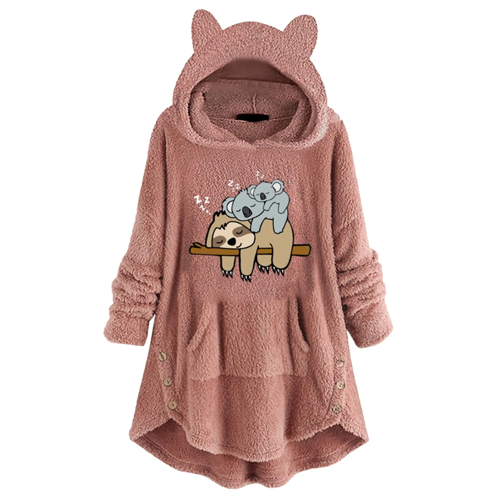 Ladies Shirt Long Sleeve Cat Ear Hoodie Cute Print Button Pocket Fleece Long Length Zippe Hoodie Women's Zip up Hoodie
Ladies Shirt Long Sleeve Cat Ear Hoodie Cute Print Button Pocket Fleece Long Length Zippe Hoodie Women's Zip up Hoodie