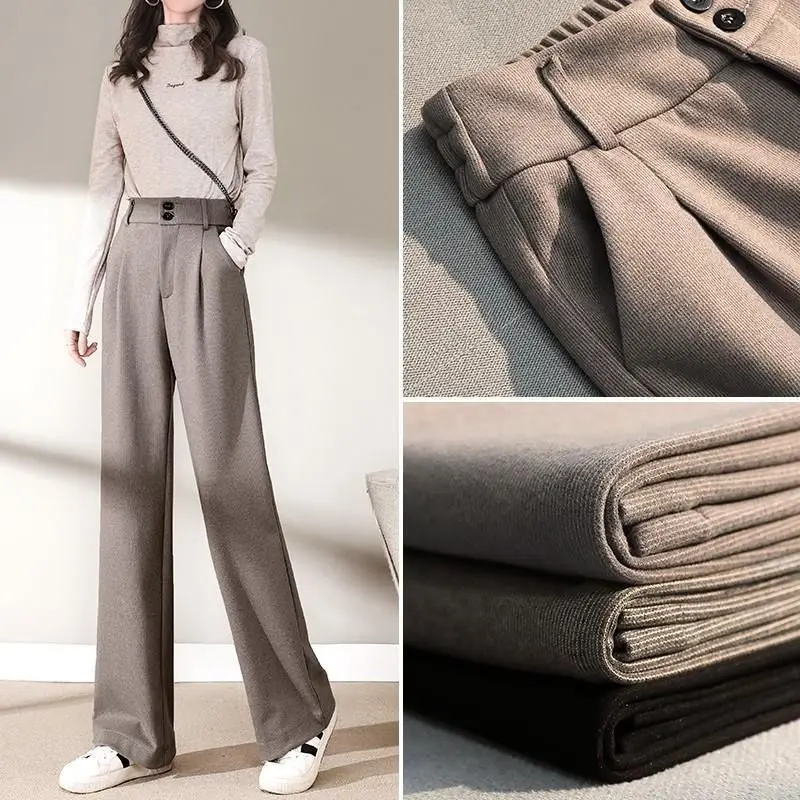 Long Wide Leg Wool Pants Women's Autumn Winter High Waist Loose Casual Mopping Drape Straight Leg Trousers Black Pantalones
Long Wide Leg Wool Pants Women's Autumn Winter High Waist Loose Casual Mopping Drape Straight Leg Trousers Black Pantalones