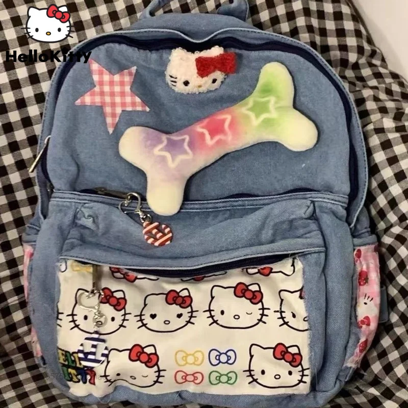 Sanrio оригинальный дизайн, Джинсовый Рюкзак Hello Kitty Y2k для девочек, Винтажный дизайн, школьная сумка, женские милые сумки через плечо
Sanrio оригинальный дизайн, Джинсовый Рюкзак Hello Kitty Y2k для девочек, Винтажный дизайн, школьная сумка, женские милые сумки через плечо