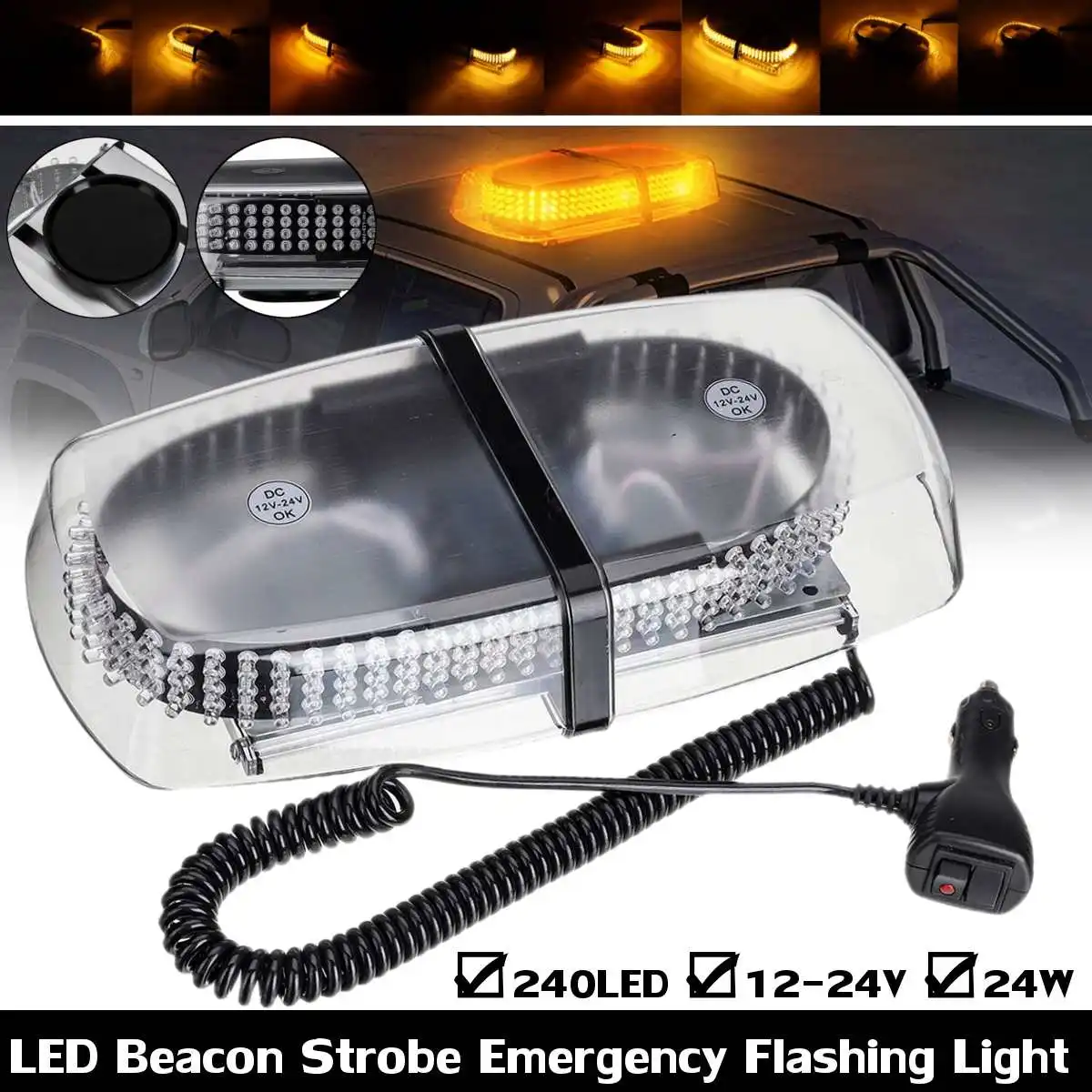 240 LED 12V-24V Car Emergency Help Flash Beacon Magnetic Induction Strobe Flashing Warning Light 24W DRL 360
240 LED 12V-24V Car Emergency Help Flash Beacon Magnetic Induction Strobe Flashing Warning Light 24W DRL 360