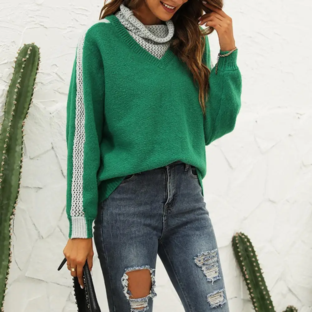 Trendy Winter Sweater Pile Collar Skin-Touch Sweater Jumper Lady Winter Loose Fit Patchwork Blouse Sweater Jumper
Trendy Winter Sweater Pile Collar Skin-Touch Sweater Jumper Lady Winter Loose Fit Patchwork Blouse Sweater Jumper