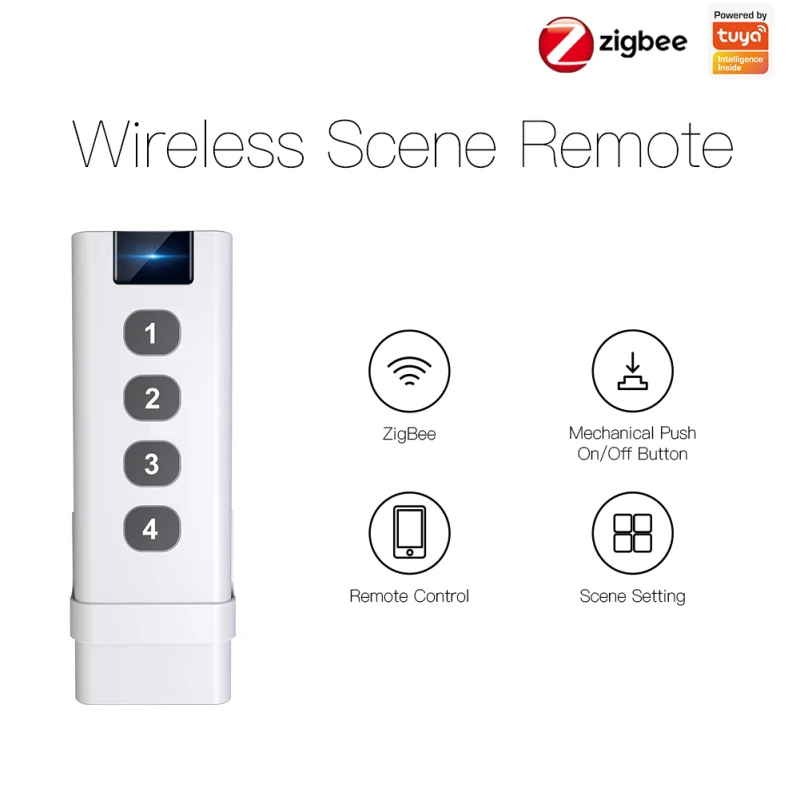 Tuya ZigBee Smart Scene Switch 4 Gang Remote Portable For Smart Home Automation Scenario Smart Life APP Remote Control
Tuya ZigBee Smart Scene Switch 4 Gang Remote Portable For Smart Home Automation Scenario Smart Life APP Remote Control