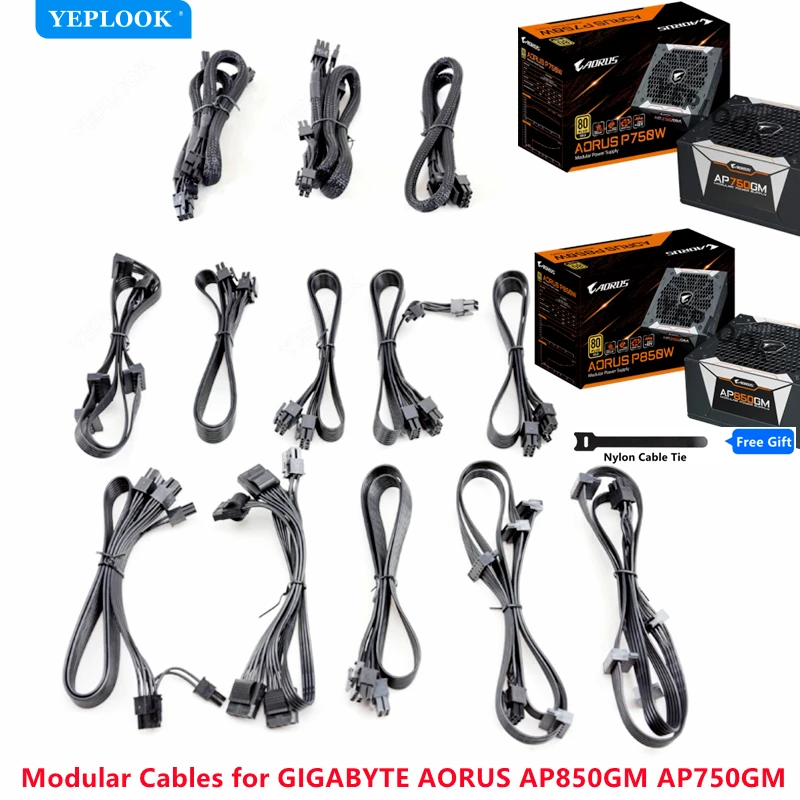 GIGABYTE AORUS AP850GM AP750GM G750W G850W Modular Power Cables PCIe 8Pin 6+2Pin GPU Dual 8 Pin CPU 4+4Pin SATA Peripheral Molex
GIGABYTE AORUS AP850GM AP750GM G750W G850W Modular Power Cables PCIe 8Pin 6+2Pin GPU Dual 8 Pin CPU 4+4Pin SATA Peripheral Molex