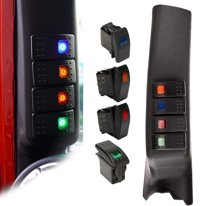 1Pcs Car Side A-Pillar 4 LED Switch Pod Panel Kit For Jeep Wrangler JK 2007-2018 Interior Accessories
1Pcs Car Side A-Pillar 4 LED Switch Pod Panel Kit For Jeep Wrangler JK 2007-2018 Interior Accessories