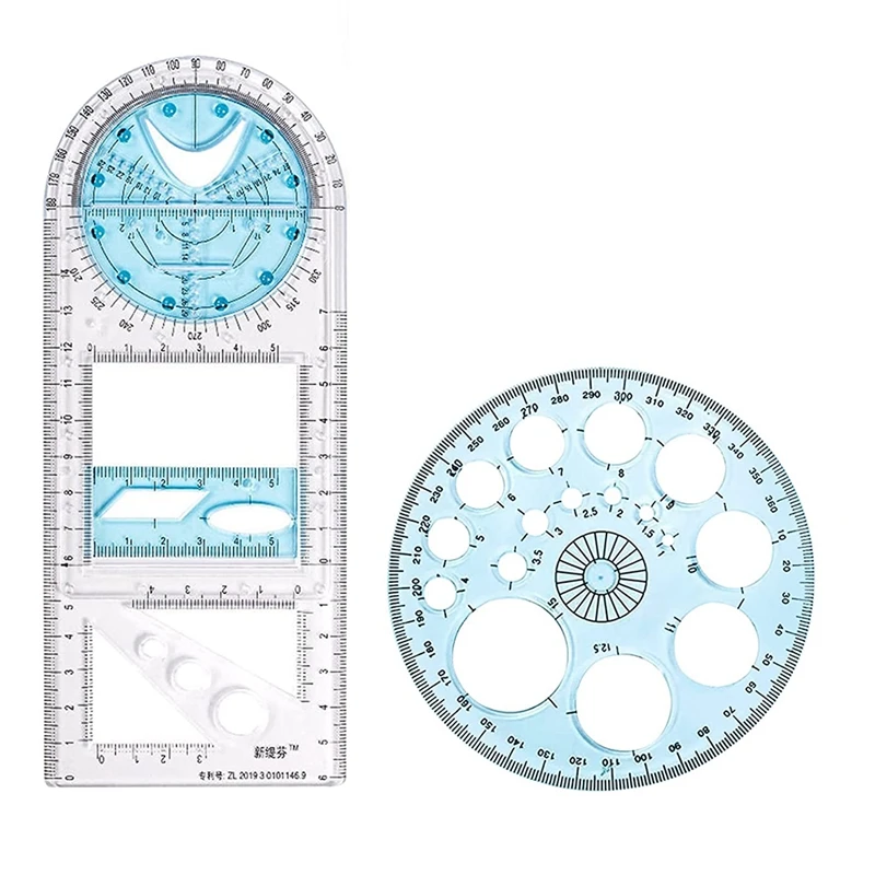 2 Pcs Multifunctional Geometric Ruler Plastic Circle Drawing Tool Drafting Templates Clear Graphic Design Tools
2 Pcs Multifunctional Geometric Ruler Plastic Circle Drawing Tool Drafting Templates Clear Graphic Design Tools