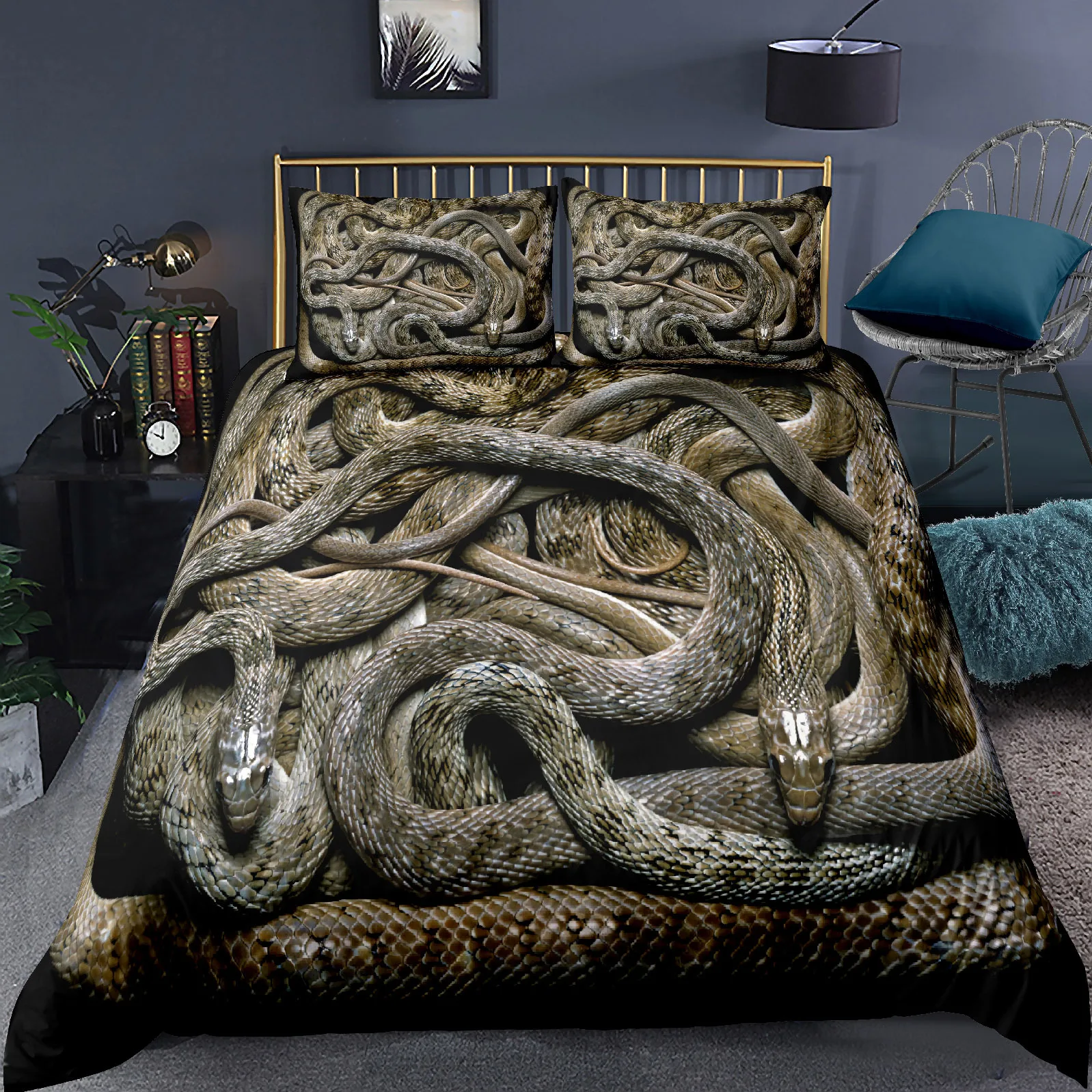 3D Snake Comforter Cover Set for Kids Boys Teens Green Snake Duvet Cover 3D Reptile Print Bedding Set Wild Animal Quilt Cover
3D Snake Comforter Cover Set for Kids Boys Teens Green Snake Duvet Cover 3D Reptile Print Bedding Set Wild Animal Quilt Cover