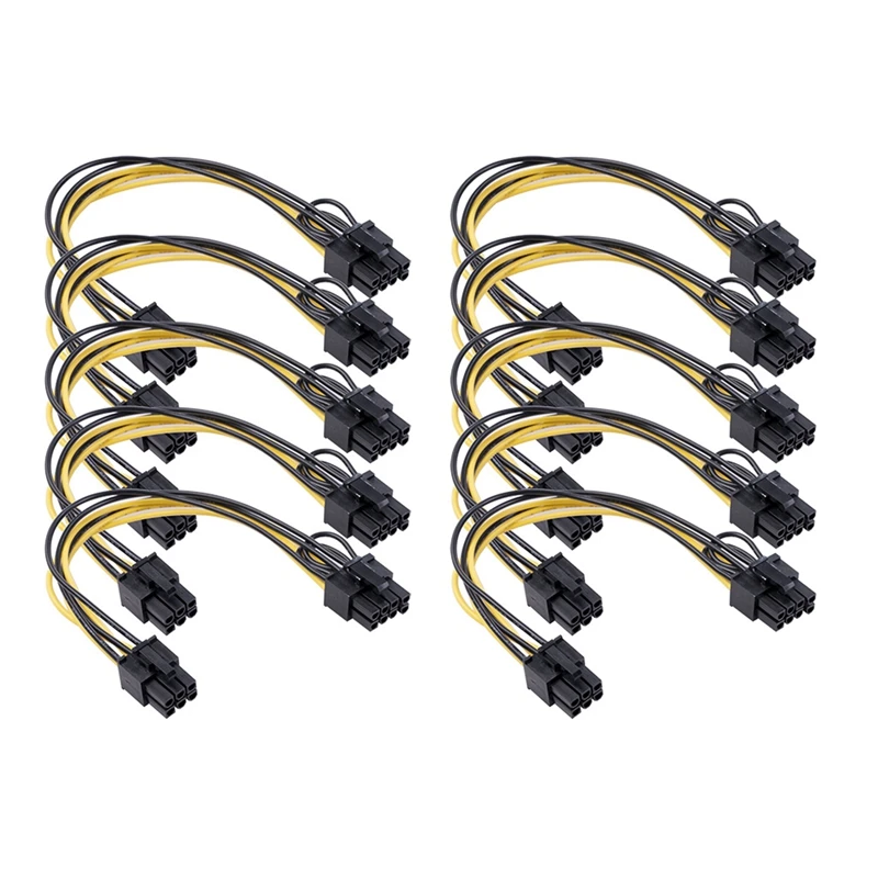 6 Pin to 2 x 8 Pin (6+2) PCIe Adapter Power Cable PCI Express Y - Splitter Extension Cable 9 Inches (10 Pack)
6 Pin to 2 x 8 Pin (6+2) PCIe Adapter Power Cable PCI Express Y - Splitter Extension Cable 9 Inches (10 Pack)