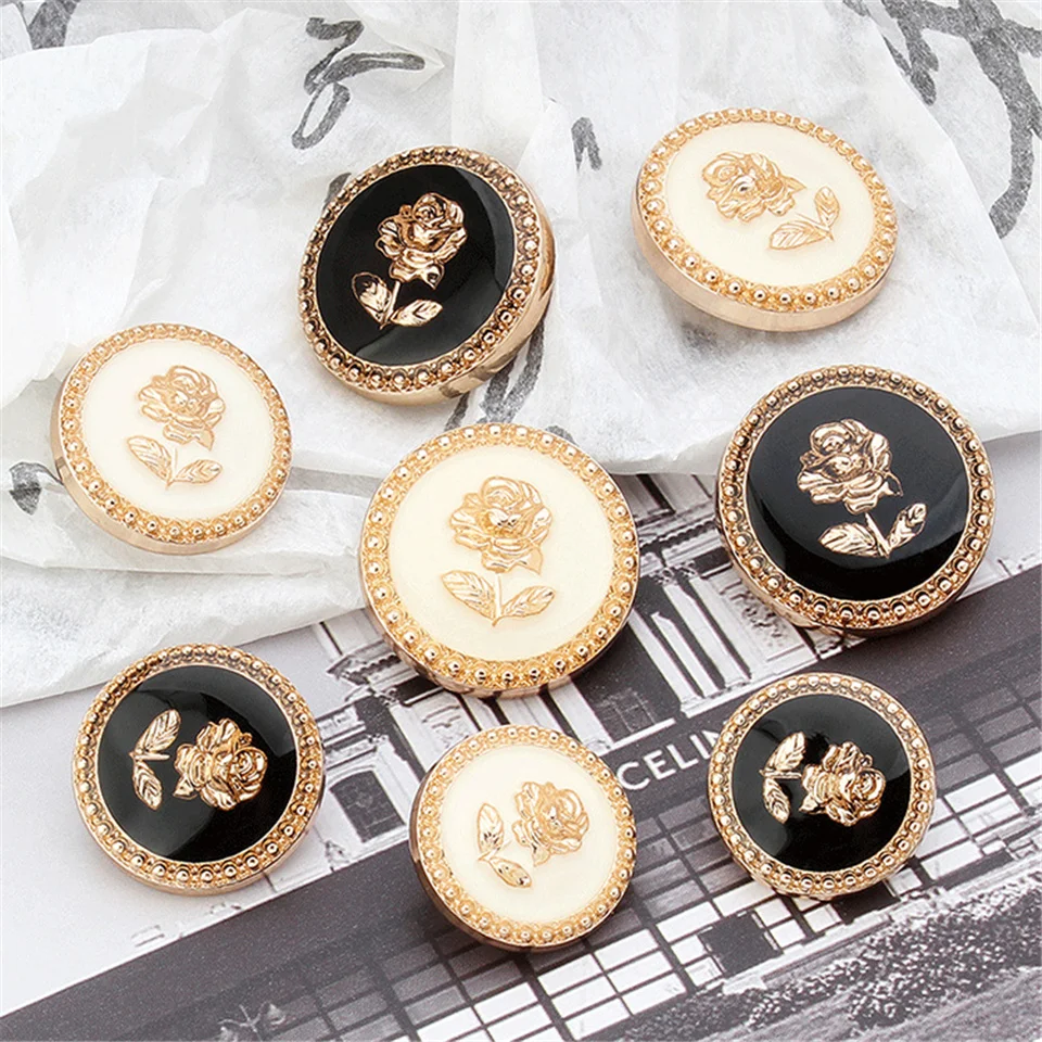 10pcs Metal Coat Buttons Suit Jacket Clothing Women Retro Gold Black Rose Decorative Hand Sewn Button Wholesale
10pcs Metal Coat Buttons Suit Jacket Clothing Women Retro Gold Black Rose Decorative Hand Sewn Button Wholesale