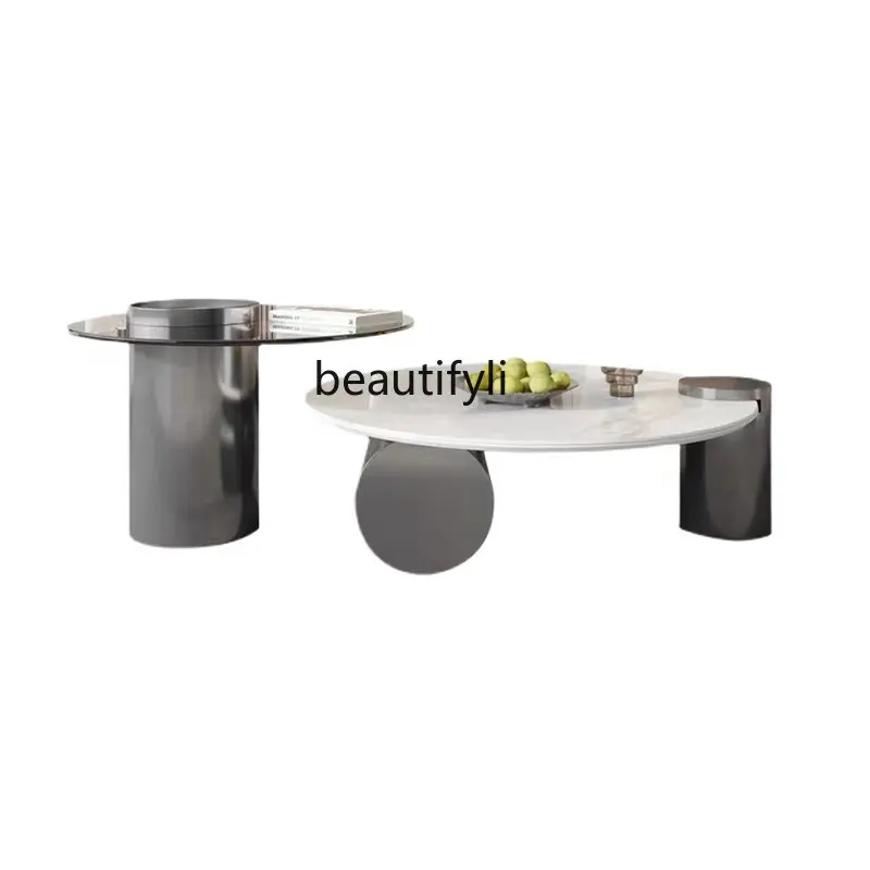 Stone Plate Coffee Table Size round Creative and Slightly Luxury Italian Living Room Light Stone Plate Combined Tea Table
Stone Plate Coffee Table Size round Creative and Slightly Luxury Italian Living Room Light Stone Plate Combined Tea Table
